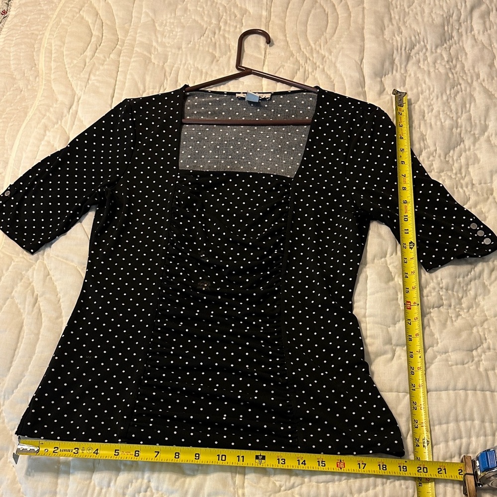 White House Black Market Black and White Polka Dot Blouse